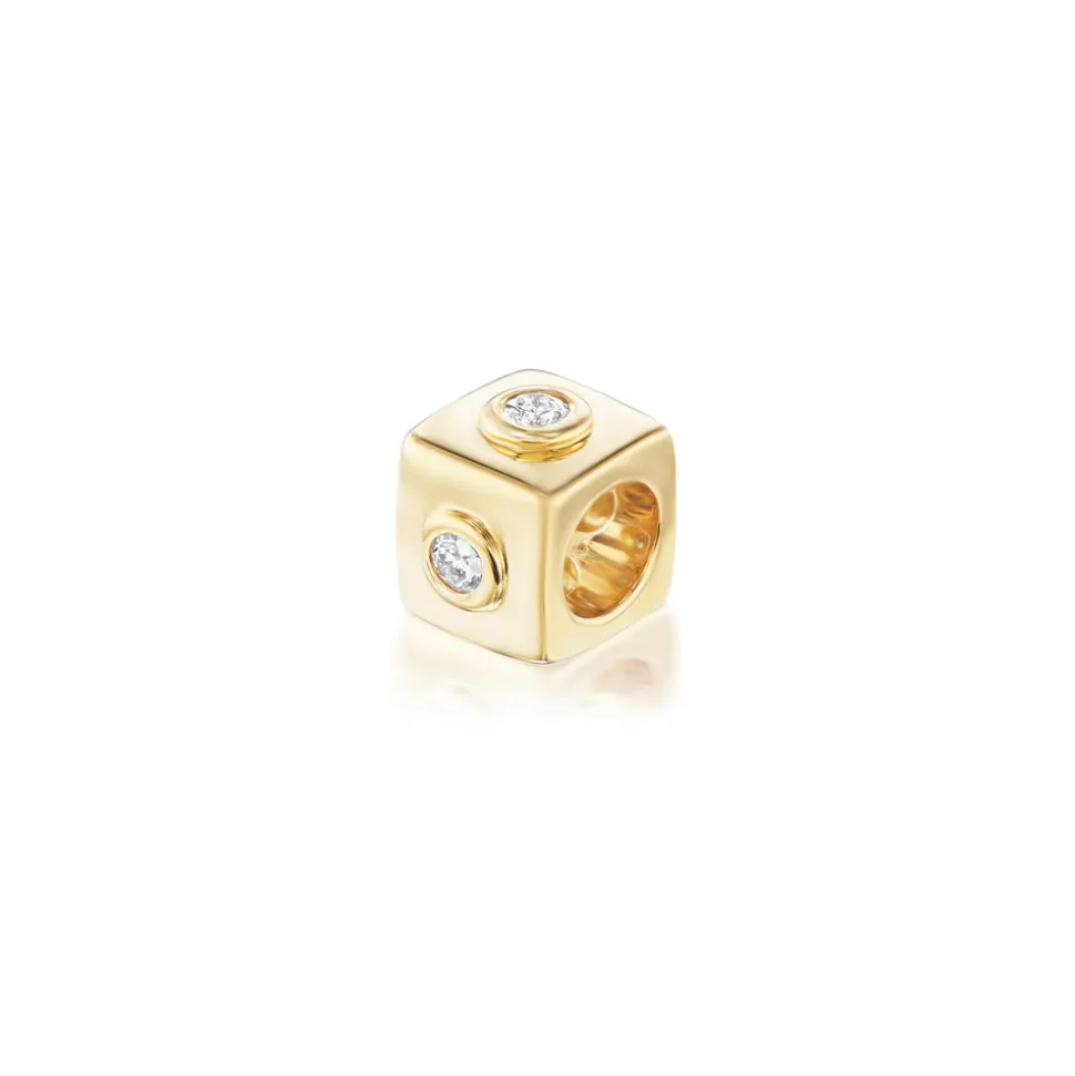 Squared Diamond Studded Rondelle Bead