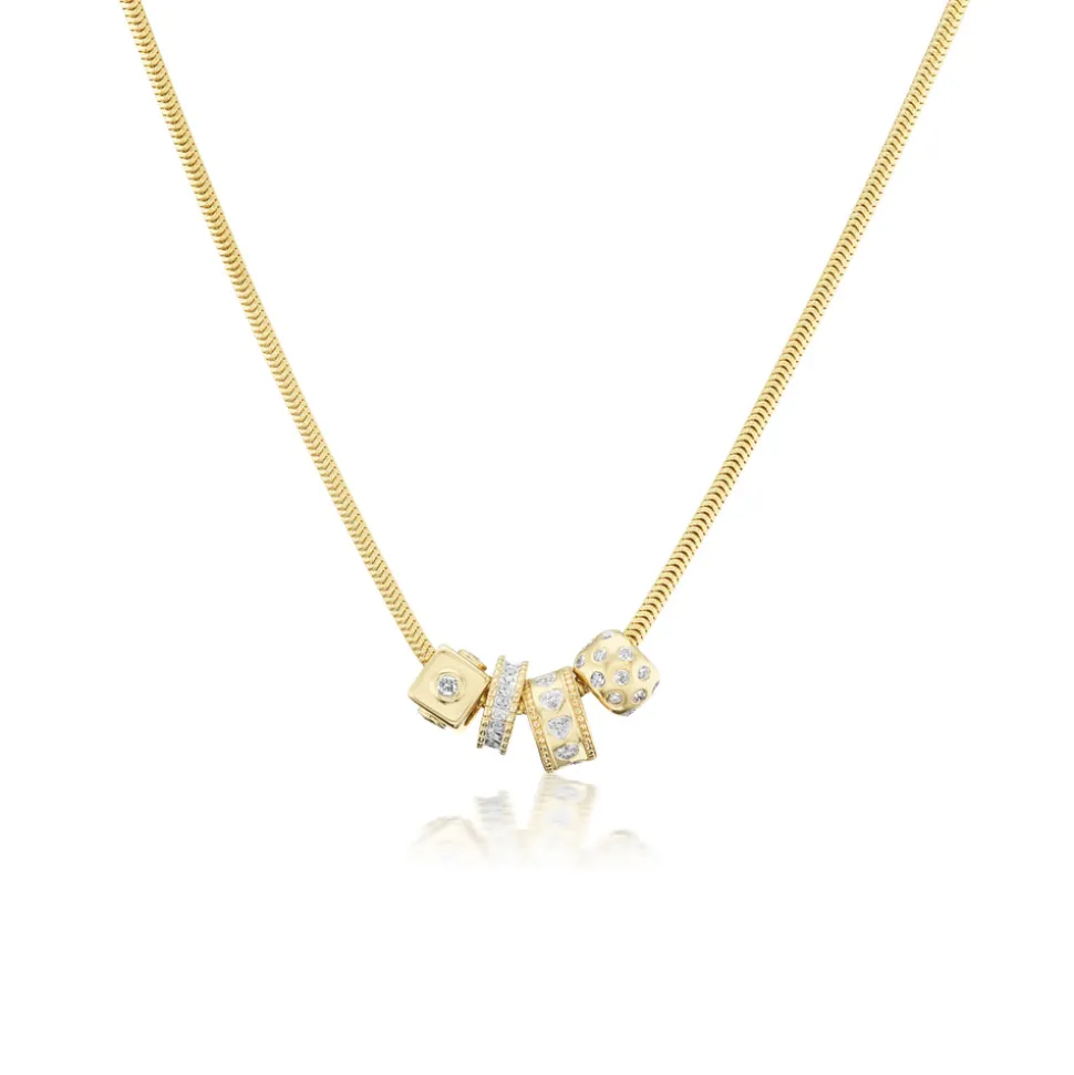 Squared Diamond Studded Rondelle Bead
