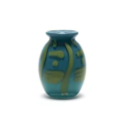 Teal Vase with Pistachio Strokes