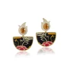 Tibetan Rose Half Moon Marquetry Earrings