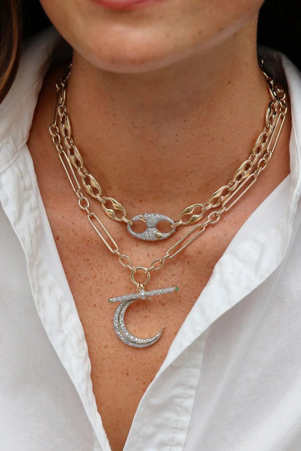 Trombone Link Chain Necklace