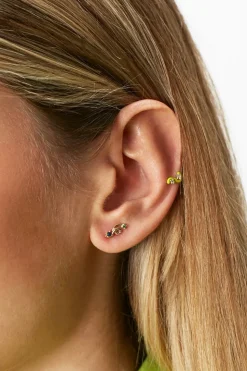 Tsavorite and Blue Sapphire Mini Loop Earring