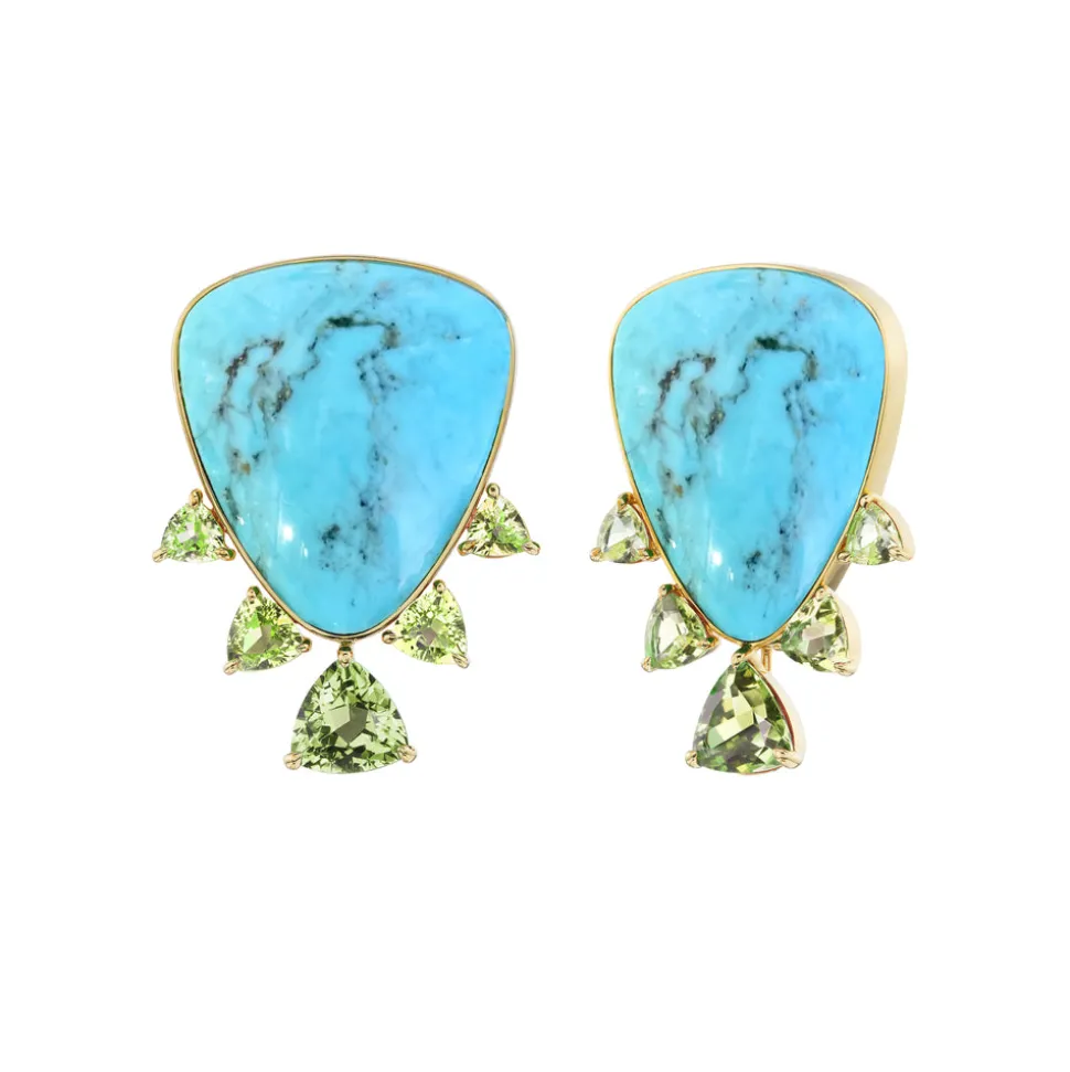 Turquoise & Peridot Hourglass Earrings
