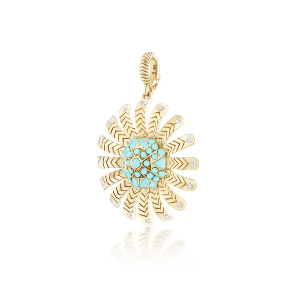 Turquoise Chubby Sunflower Pendant