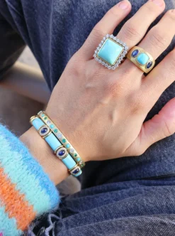 Turquoise, Sapphire and Diamond Flex Bangle