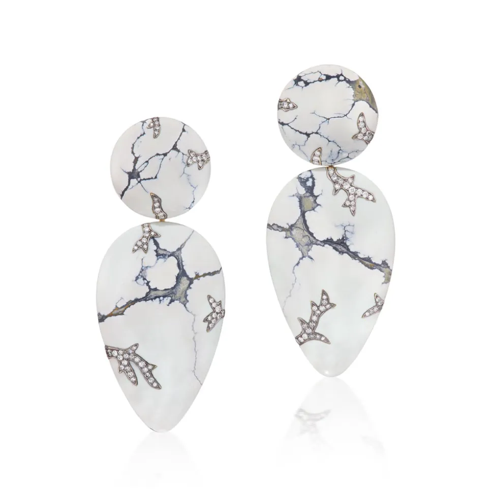 Variscite "Lightening" Earrings with Diamonds