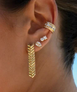 White Gold Small Palm Leaf Studs