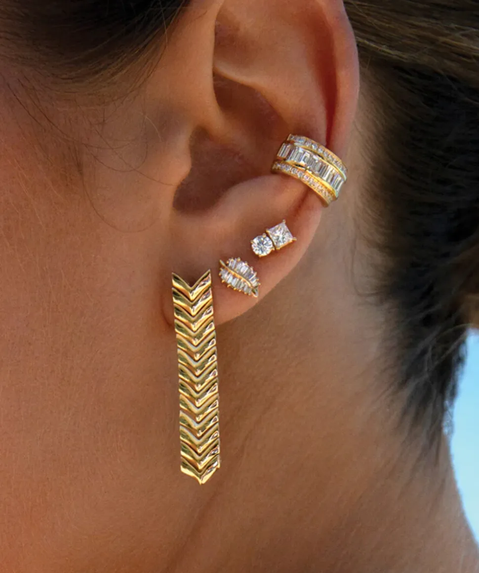 White Gold Small Palm Leaf Studs