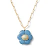 XL Blue Opal & Ethiopian Opal Flower Pendant
