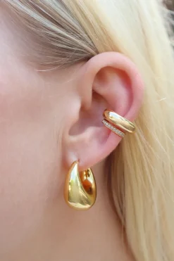 Yellow Gold Single Row Diamond Ear Cuff
