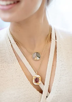 Yellow Rhodochrosite & Pink Tourmaline Lollipop Pendant
